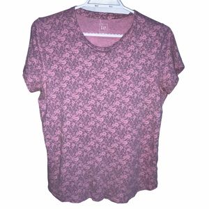 Medium Pink Floral Gap Shirt Top Blouse